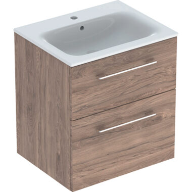 Geberit Selnova Square set ugradni umivaonik, tanak rub, sa ormarićem, dve fioke Orah, 60x65,2x50,2 cm