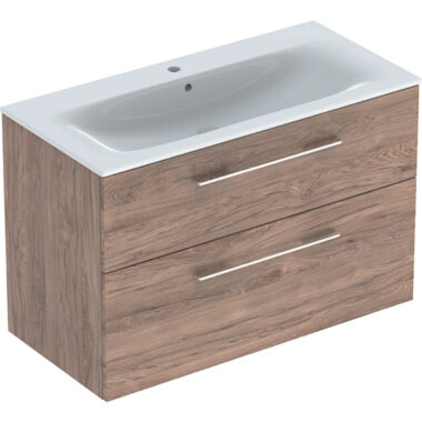 Geberit Selnova Square set ugradni umivaonik, tanak rub, sa ormarićem, dve fioke 100x65,2x50,2 cm, Orah