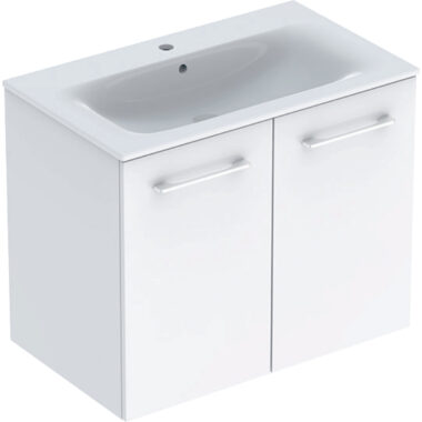 Geberit Selnova Square set ugradni umivaonik, tanak rub, sa ormarićem, dvoje vrata Beli, Sjaj, 80x65,2x50,2 cm