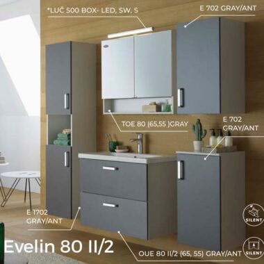 Kolpa San Ormarić Sa Umivaonikom EVELIN OUE 65 II/2 GRAY/ANT