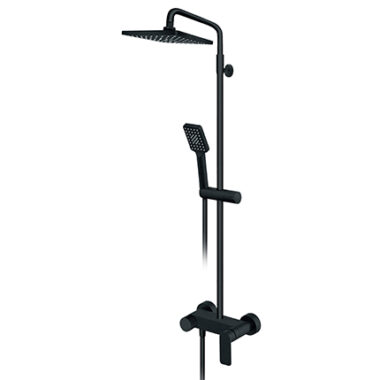 Rosan S2 Black Baterija za tuš kadu sa usponskim tušem 210x210mm