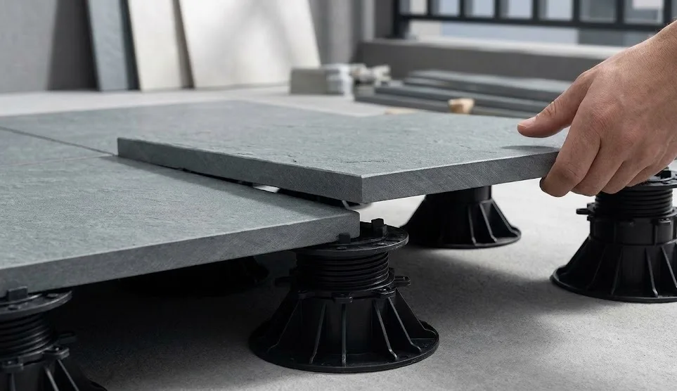 Granitna keramika 2cm debljine na svojim nosačima leveling sistemu